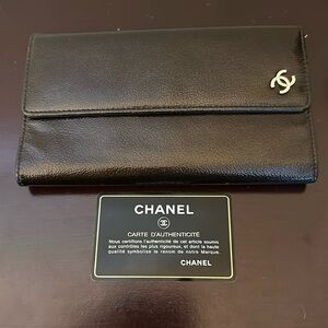 EUC black Chanel wallet. Silver hardware.